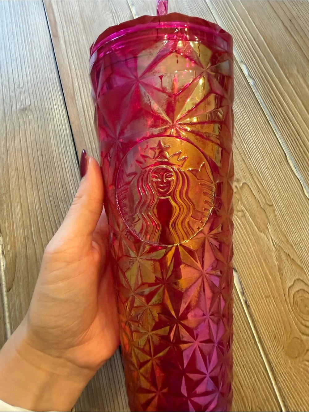 Starbucks Fushia Prism Cold Cup with Straw